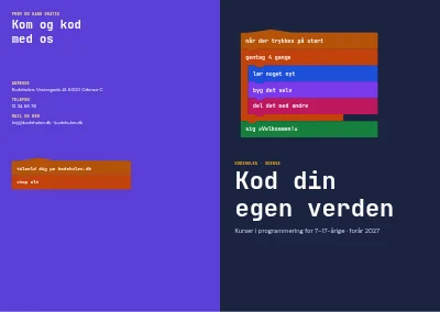 Omslag af Kursuskatalog for kodeskole – 16 sider