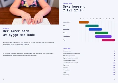 Side 2–3 af Kursuskatalog for kodeskole – 16 sider
