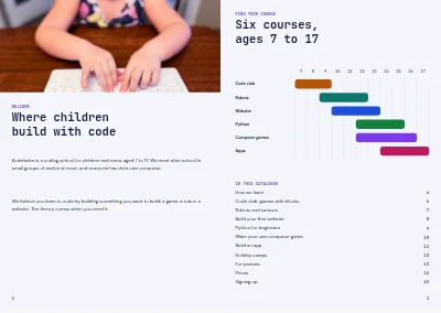 Pages 2–3 of Course catalogue for a coding school – 16 pages