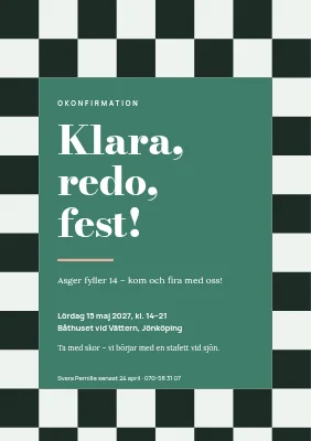 Okonfirmationsfest — rutig flagga