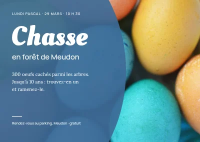 Chasse aux œufs dans les bois — bleu