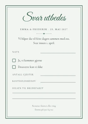 RSVP-kort — klassisk dobbel ramme