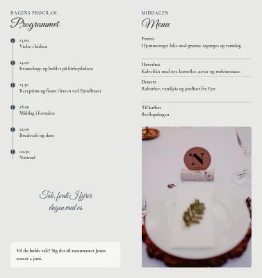 Side 2 af Bryllup: dagens program