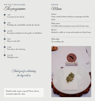 Seite 2 von Wedding: the day's programme