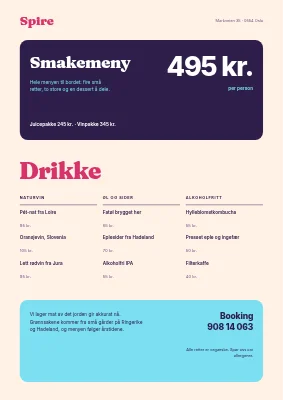 Side 2 av Veganansk restaurantmeny — fargekolonner