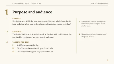 Page 3 of Event plan — town festival in Hillerød