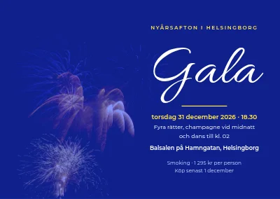 Nyårsgala — fyrverkerier i elektriskt blått