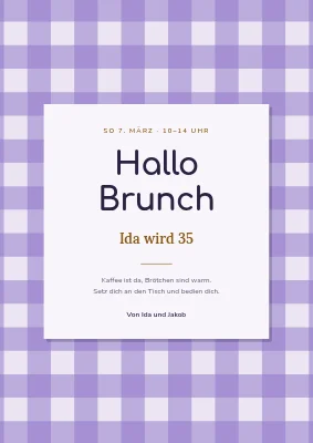 Geburtstagsbrunch — Willkommensschild im Gingham-Look