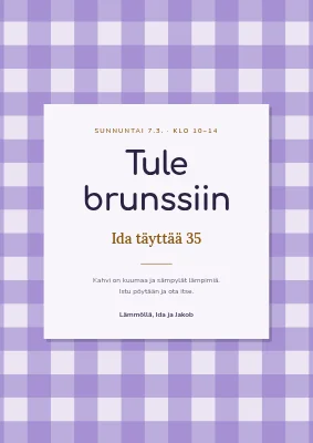 Synttäribrunssi — ruudullinen tervetulokyltti