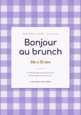 Brunch d'anniversaire — panneau d'accueil vichy