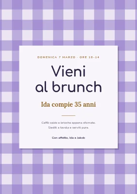 Brunch di compleanno — cartello di benvenuto a quadretti vichy