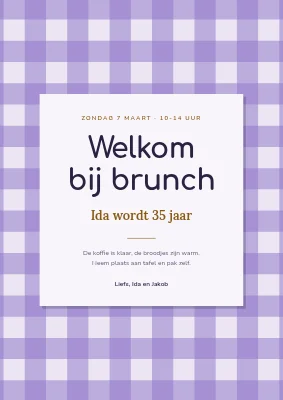 Verjaardagsbrunch — welkomstbord met gingham-ruit