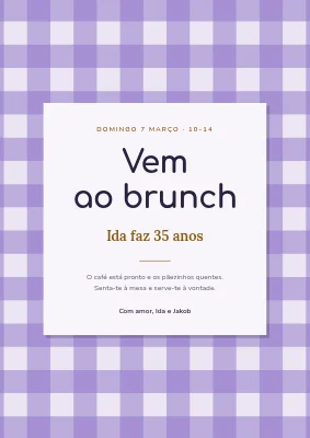Brunch de aniversário — placa de boas-vindas em xadrez vichy