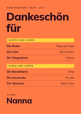 Dankeskarte — Dankesmenü auf Orange