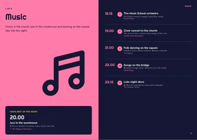 Pages 8–9 of Programme for a town culture night – 32 pages
