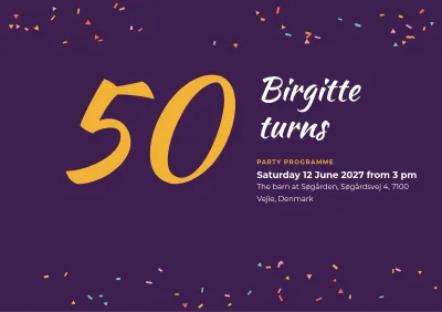 Party programme for a 50th birthday – 8 pages