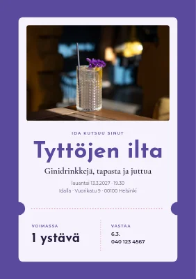 Tyttöjen ilta — cocktaillippu