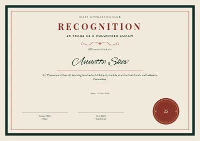 Recognition — 25 years as a coach