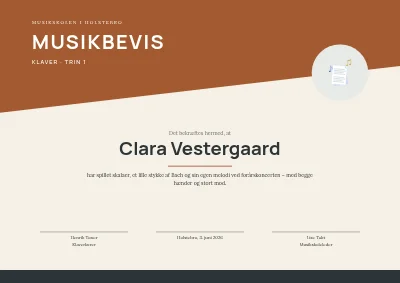 Musikbevis — klaver