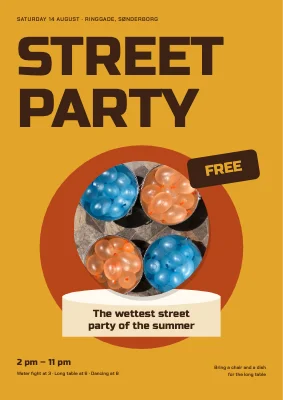Street party with water balloons — poster