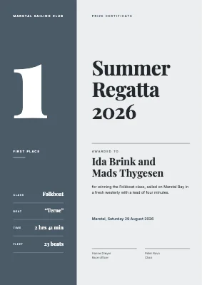 Prize certificate — Marstal regatta