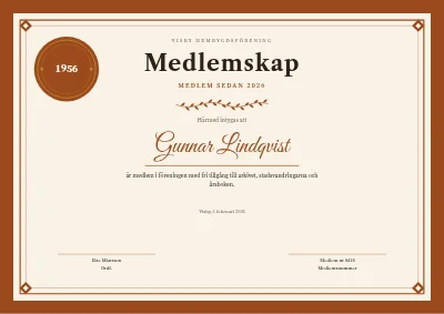 Medlemsbevis — hembygdsförening