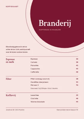 Koffiemenu — bar in de oude hal