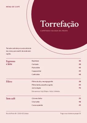 Página 1 de Ementa de café — bar no antigo salão