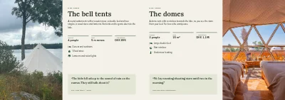 Pages 4–5 of Brochure for glamping in the forest – 16 pages