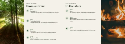 Pages 8–9 of Brochure for glamping in the forest – 16 pages