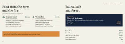 Pages 10–11 of Brochure for glamping in the forest – 16 pages