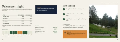 Pages 12–13 of Brochure for glamping in the forest – 16 pages