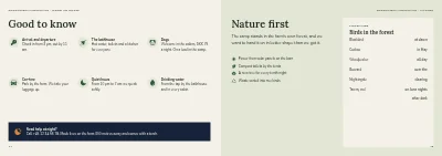 Pages 14–15 of Brochure for glamping in the forest – 16 pages