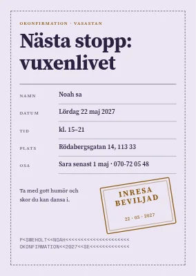 Okonfirmation — pass till vuxenlivet