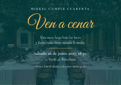 Cena de cumpleaños — invitación para los 40