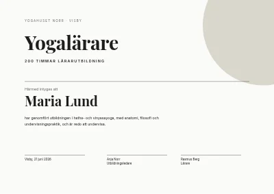 Diplom — yogalärarutbildning