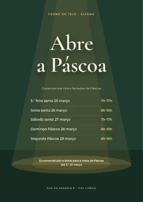 Horário de funcionamento na Páscoa em destaque — padaria em Refshaleøen