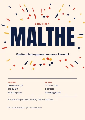 Invito alla cresima — esplosione di coriandoli