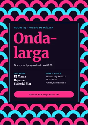 Noche de DJ — olas de neón en el puerto