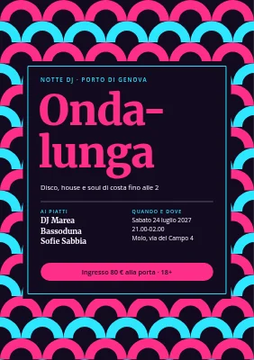 Serata DJ — onde al neon sul porto