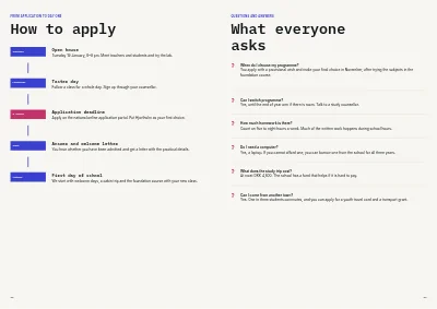 Pages 22–23 of Study programmes booklet for an upper secondary school – 24 pages