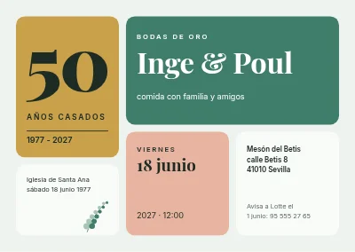 Bodas de oro — invitación de azulejos