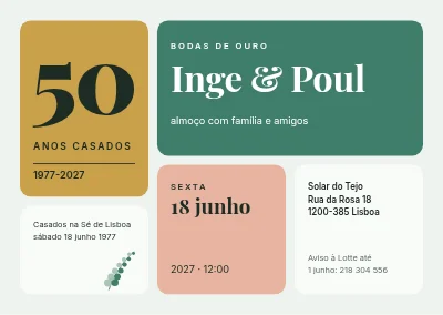 Bodas de ouro — convite em mosaico