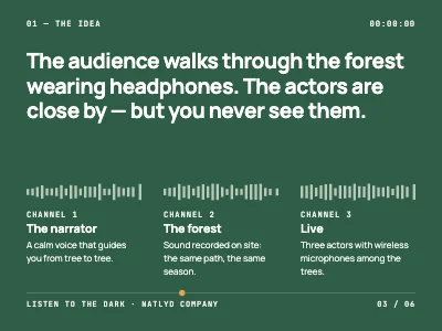 Page 3 of Theatre pitch — sound walk in the forest