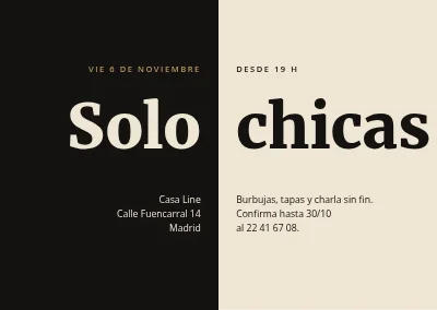 Noche de chicas — negro y champán