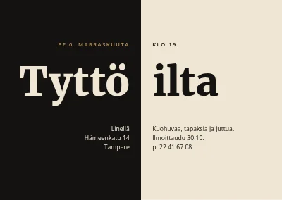 Tyttöjen ilta — musta ja samppanja