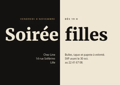 Soirée entre filles — noir et champagne