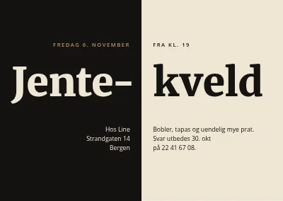 Jentekveld — svart og champagne