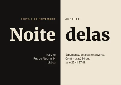 Noite de raparigas — preto e champanhe