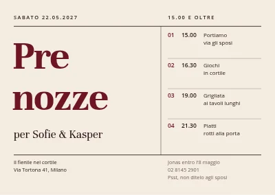 Festa di addio al celibato e al nubilato nel fienile — programma